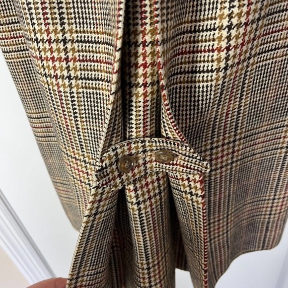 Burberrys Vintage Houndstooth Belted Topcoat Overcoat Jacket Large Double Breast - Picture 7 of 15